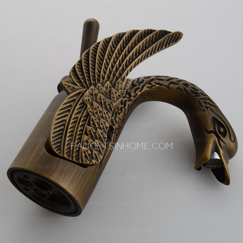 Antique Copper Swan Shaped Bathroom Sink Faucet