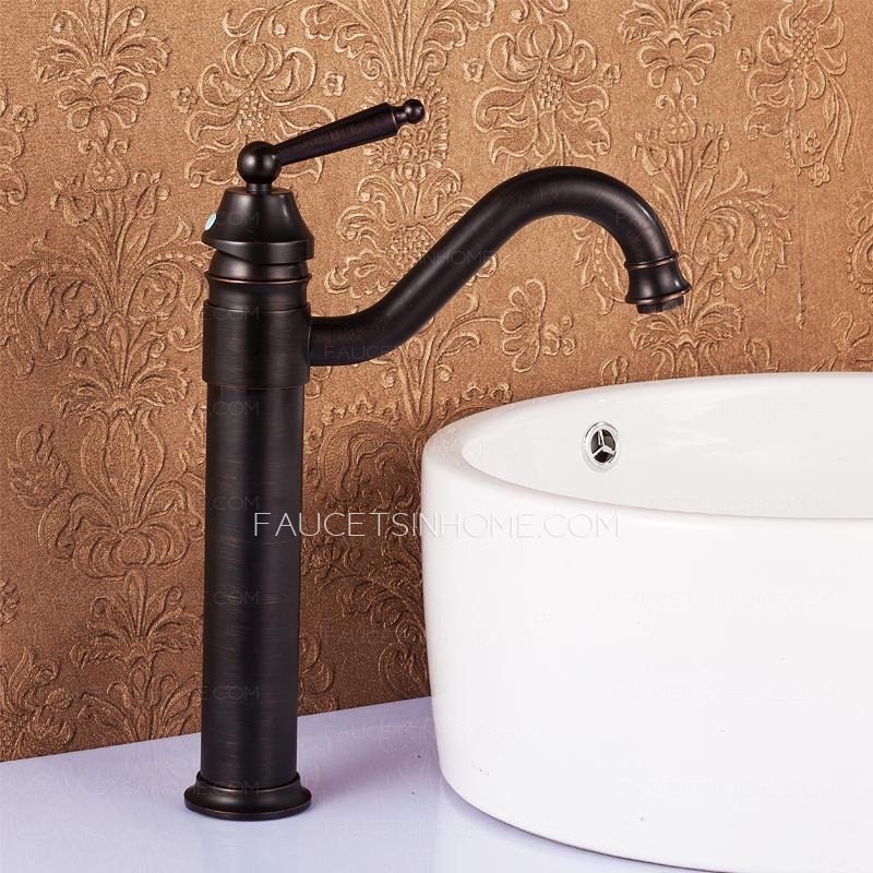 Antique Bronze Tall Vessel Mount Bathroom Sink Faucet