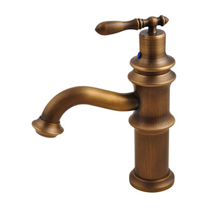 Antique Brass Brushed Single Handle Bathroom Sink Faucet