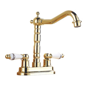 Antique Polished Brass Two Handles Gold Bathroom Sink Faucet