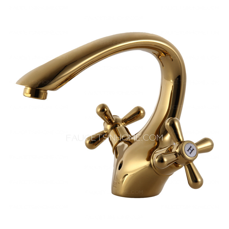Vintage Gold Polished Brass Center Set Bathroom Sink Faucet
