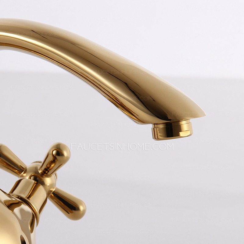 Vintage Gold Polished Brass Center Set Bathroom Sink Faucet