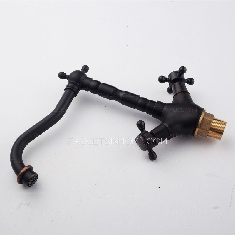 Vintage Oil Rubbed Bronze Cross Handle Sink Faucet For Bathroom