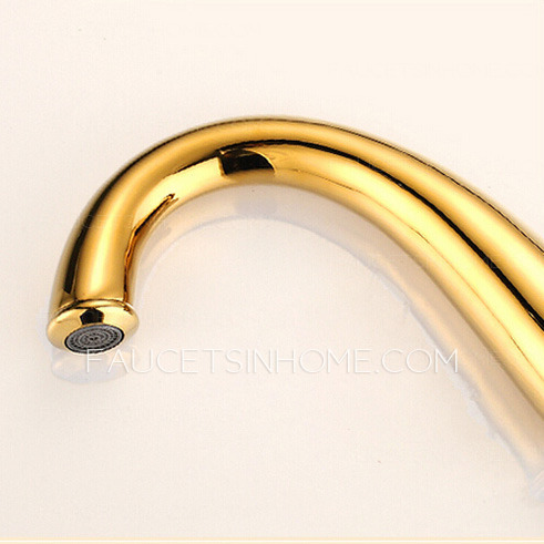 Antique Golden Three Hole Vintage Bathroom Sink Faucet