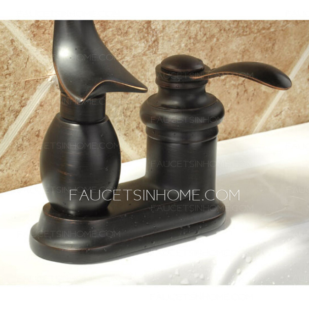 Antique Dolphin Shaped Black Copper Bathroom Sink Faucet