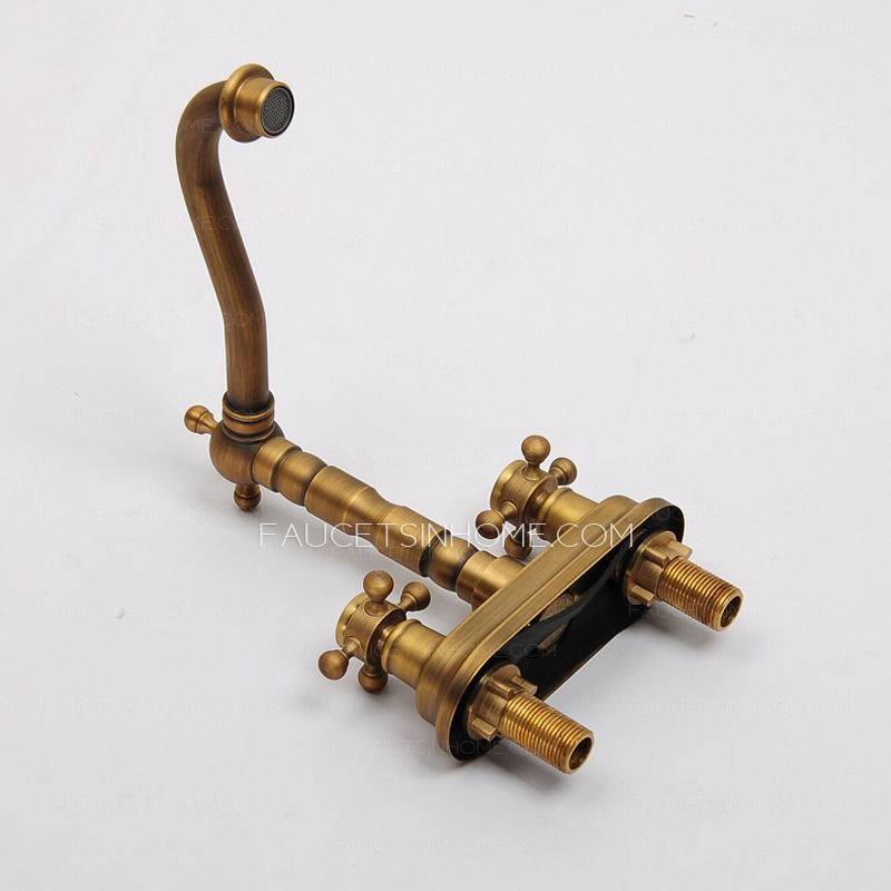 Vintage Antique Brass Two Holes Rotatable Bathroom Basin Faucet