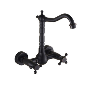 Vintage Oil Rubbed Bronze Wall Mount Bathroom Sink Faucet