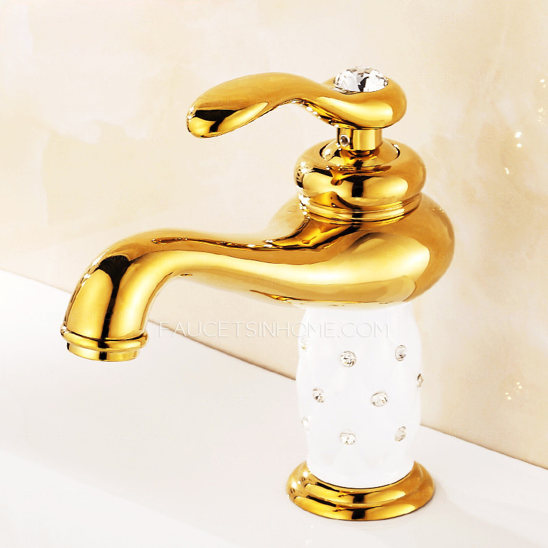 Luxury Single Diamand Handle Porcelain Bathroom Sink Faucet