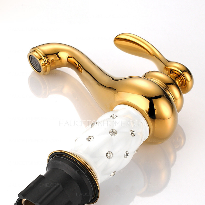 Luxury Single Diamand Handle Porcelain Bathroom Sink Faucet