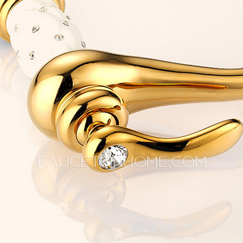 Luxury Single Diamand Handle Porcelain Bathroom Sink Faucet