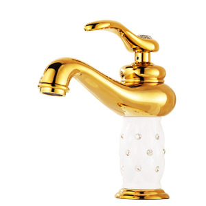 Luxury Single Diamand Handle Porcelain Bathroom Sink Faucet