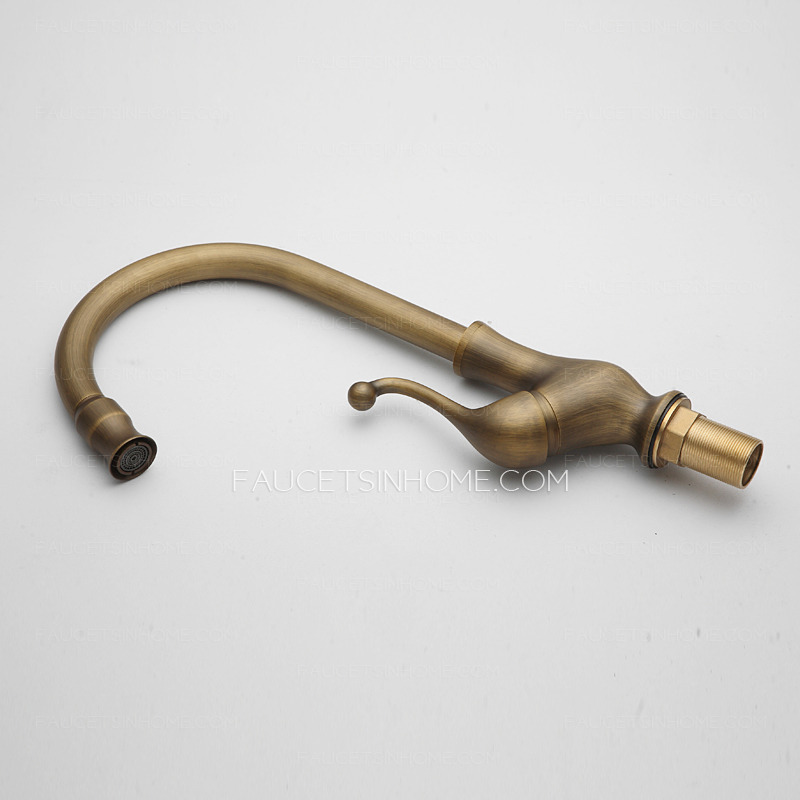 Cheap Antique Copper Vessel Mount Bathroom Basin Faucet