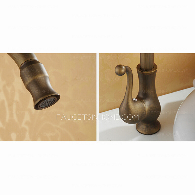 Cheap Antique Copper Vessel Mount Bathroom Basin Faucet