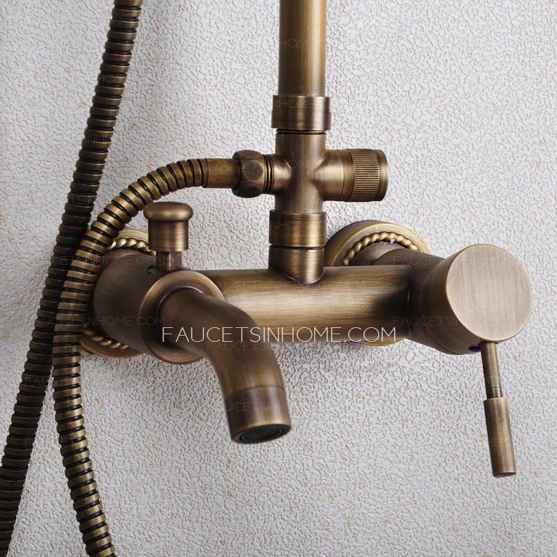 Antique Copper Shower Faucet System With Hand Held Shower