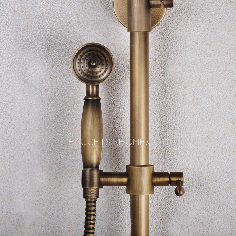 Antique Copper Shower Faucet System With Hand Held Shower