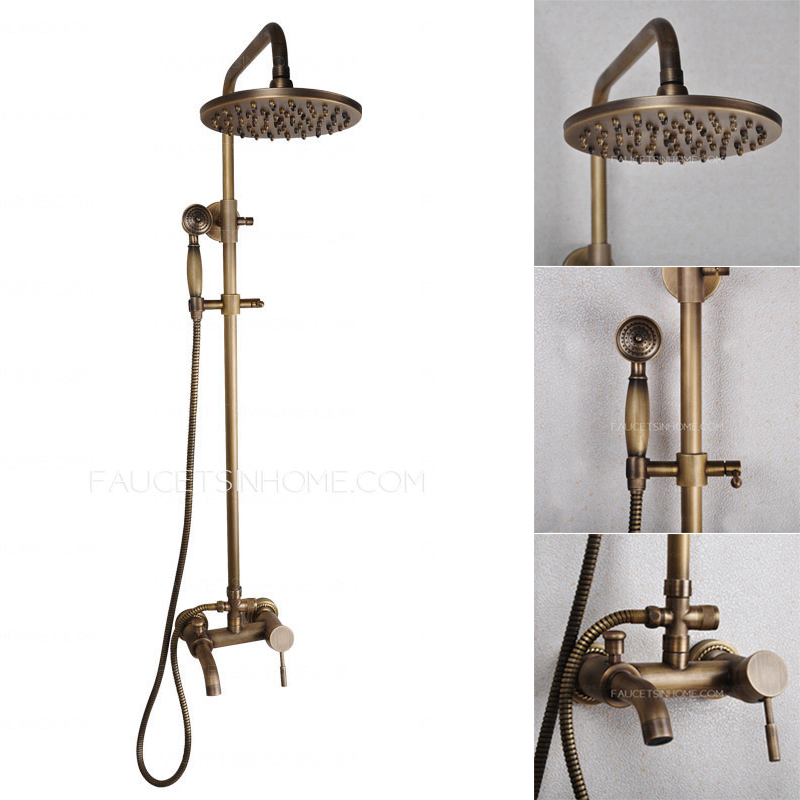 Antique Copper Shower Faucet System With Hand Held Shower