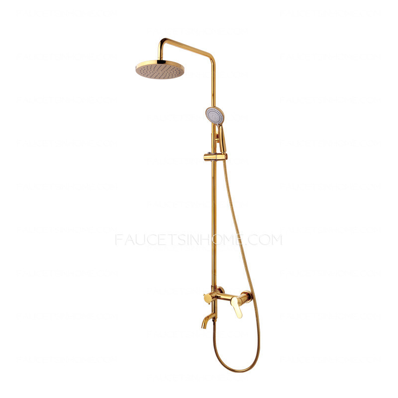Modern Gold Three Hole Wall Mout Outdoor Shower Faucet