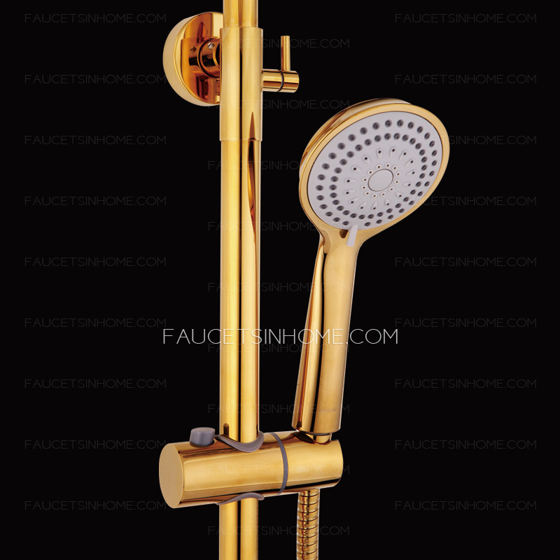 Modern Gold Three Hole Wall Mout Outdoor Shower Faucet