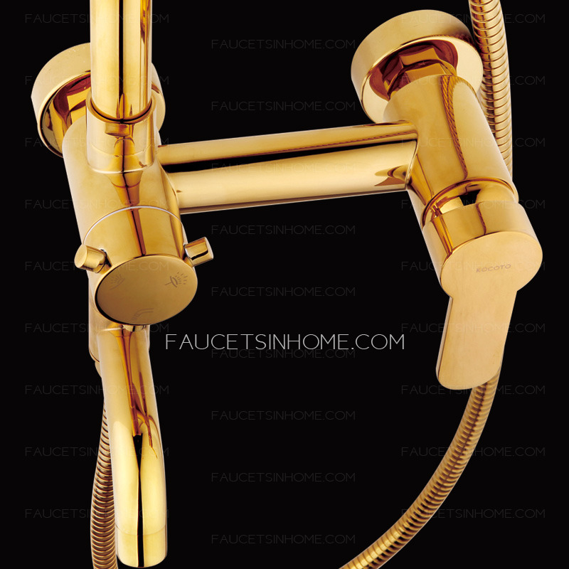 Modern Gold Three Hole Wall Mout Outdoor Shower Faucet