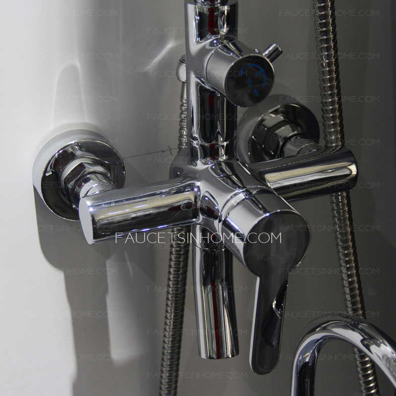 Modern Silver Third Gear Outdoor Shower Faucet System 