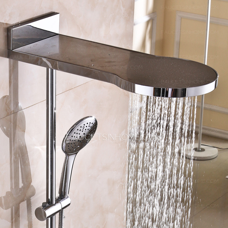 Modern Waterfall Top Split Type Copper Shower Faucet System