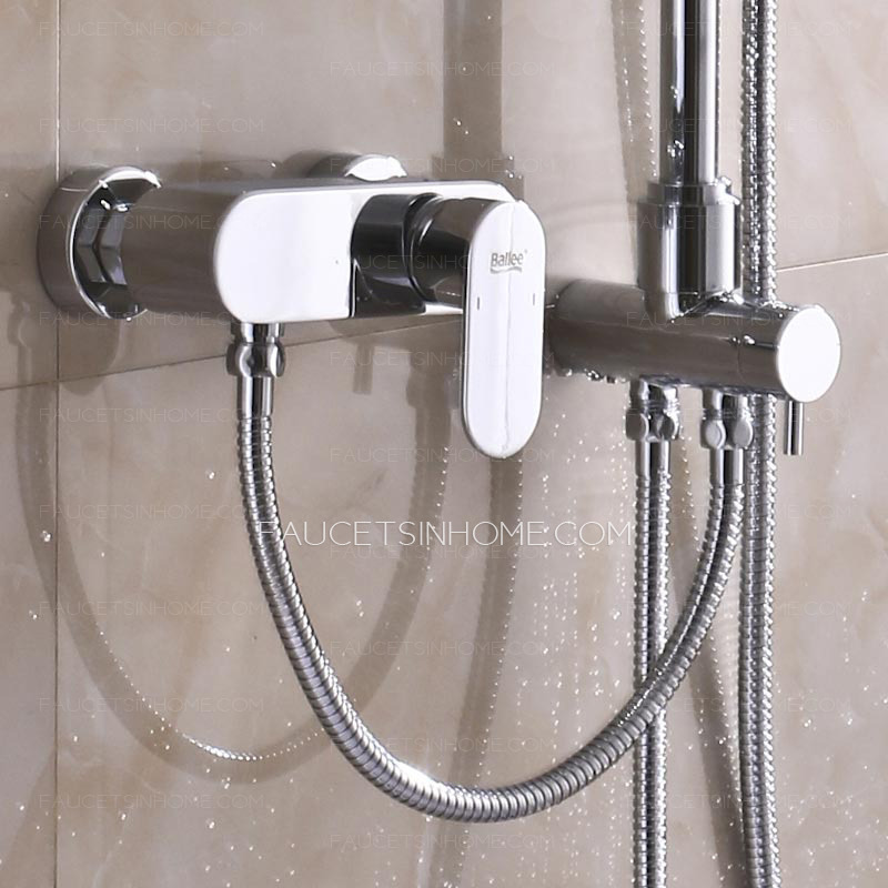 Modern Waterfall Top Split Type Copper Shower Faucet System