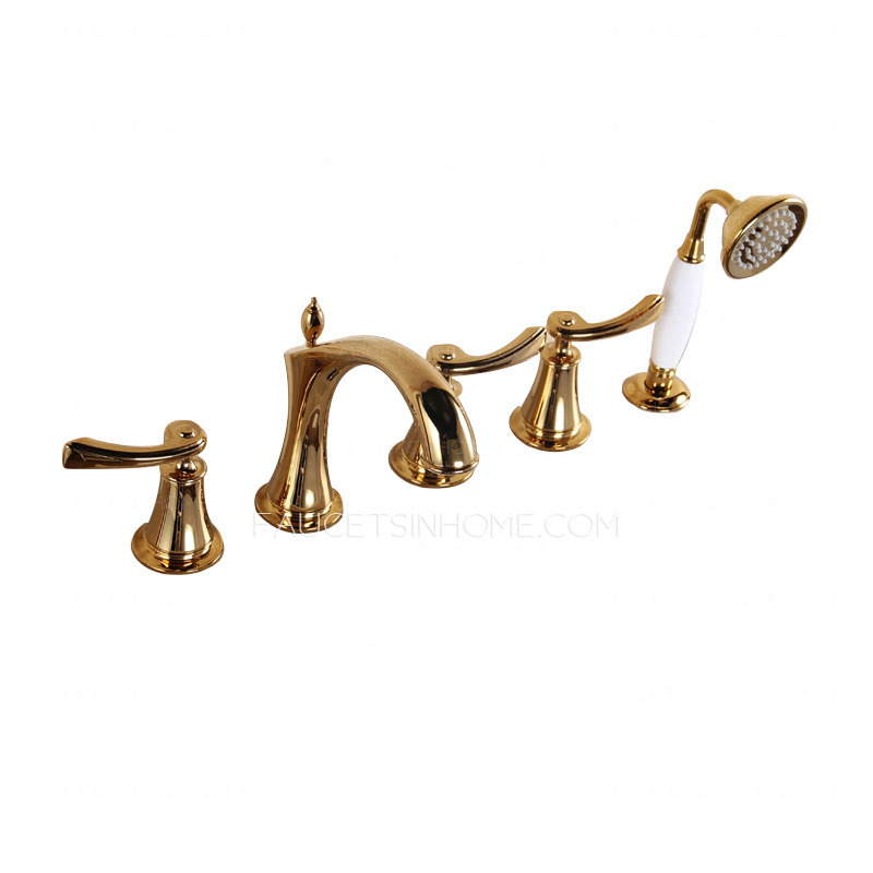 Antique Golden Split Type Five Set Copper Bathtub Faucet
