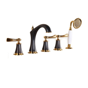 Antique Black Brushed Sidespray Five Set Bathtub Faucet 