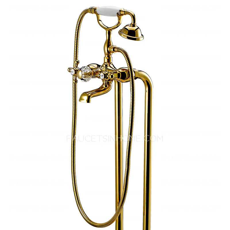 Luxury Golden Vintage Handle Freestanding Bahttub Faucet For Bathroom