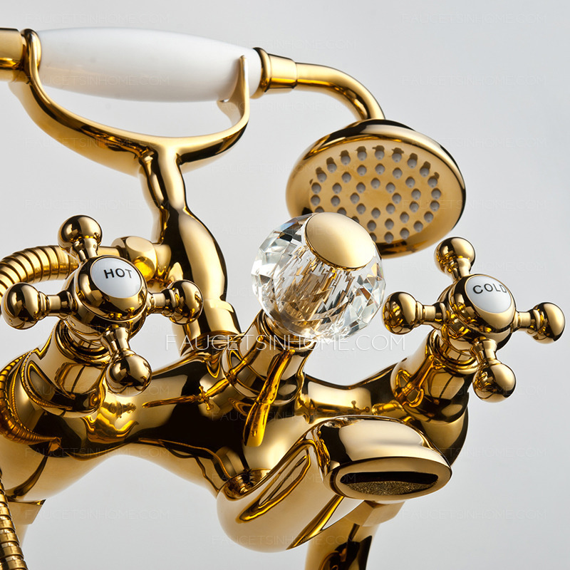 Luxury Golden Vintage Handle Freestanding Bahttub Faucet For Bathroom