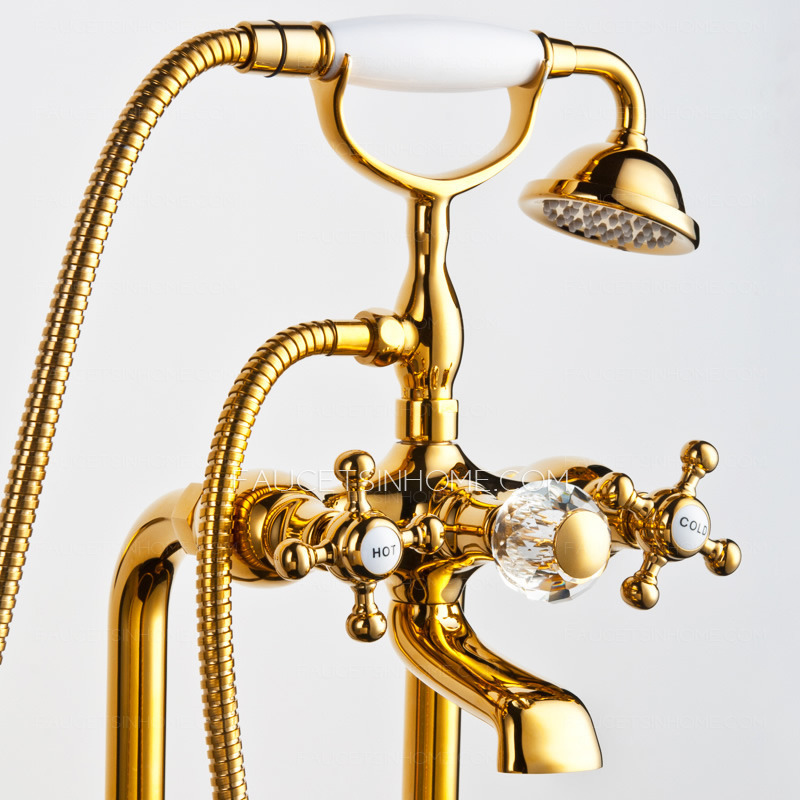 Luxury Golden Vintage Handle Freestanding Bahttub Faucet For Bathroom