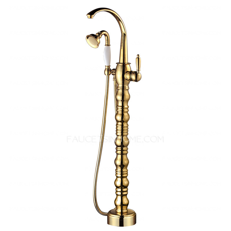 Luxury Gold Roman Style Freestanding Bathtub Shower Faucet