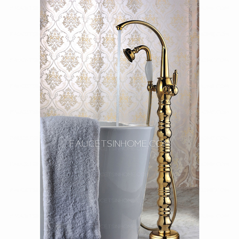 Luxury Gold Roman Style Freestanding Bathtub Shower Faucet