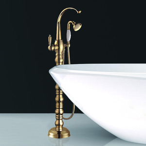 Luxury Gold Roman Style Freestanding Bathtub Shower Faucet