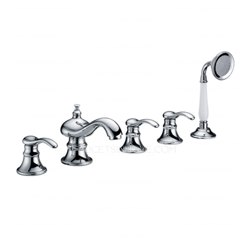 Antique Silver Five Set Teapot Style Bathtub Shower Faucet