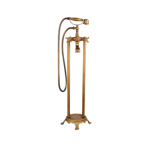 Vintage Gold Antique Brass Floor Mount Bathtub Shower Faucet