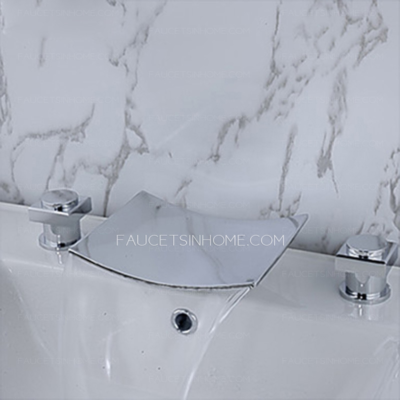 Modern Arc Waterfall Spray Three Set Bathtub Faucet