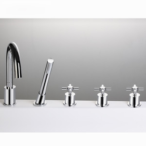 High End Swan Neck Cross Handle Five Set Bathtub Shower Faucet