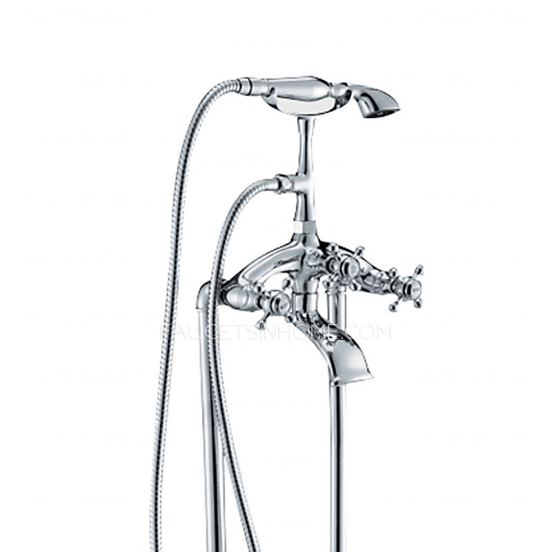 Vintage Silver Sitting Design Freestanding Bathtub Shower Faucet