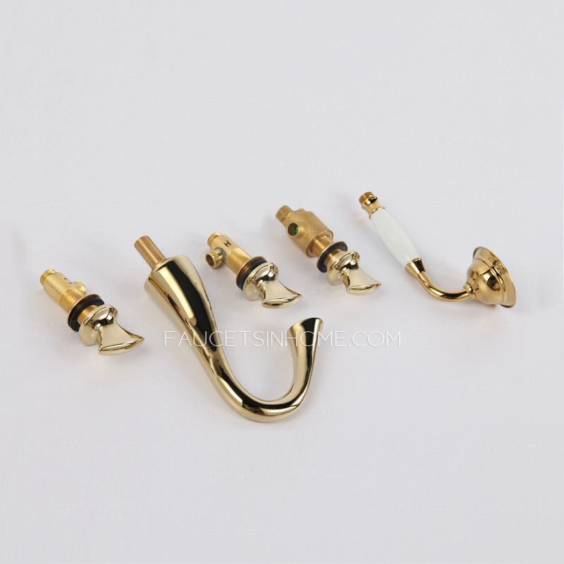 Designed Gold Swan Neck Sidespray Bathtub Shower Faucet