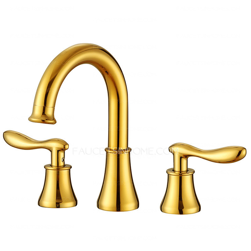 Antique Gold Streamlined Designed Three Set Bathtub Faucet