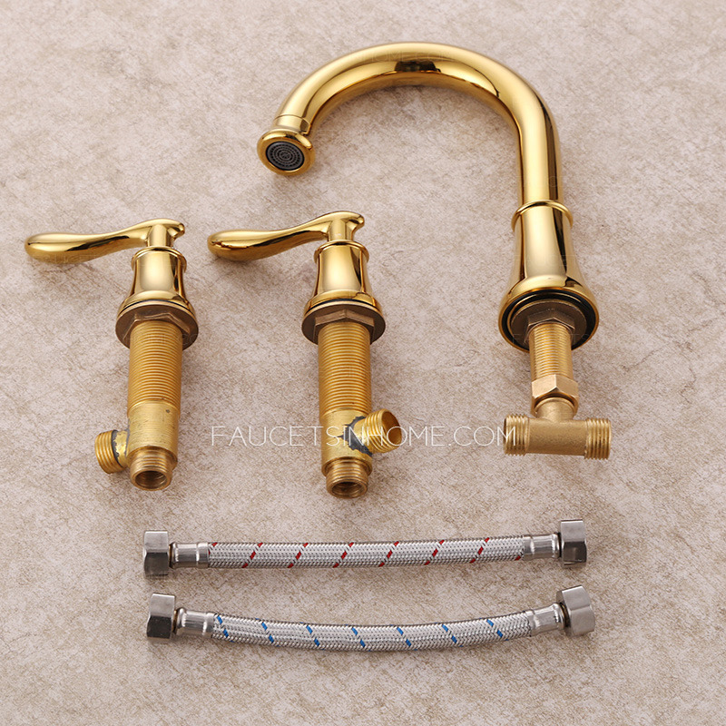Antique Gold Streamlined Designed Three Set Bathtub Faucet