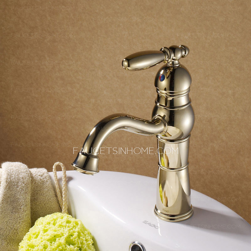 Sleek Antique Polished Brass Gold Bathroom Sink Faucet 