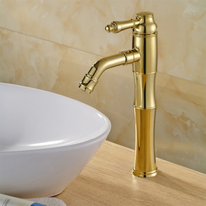 Antique Polished Brass Tall Vessel Mount Bathroom Sink Faucet