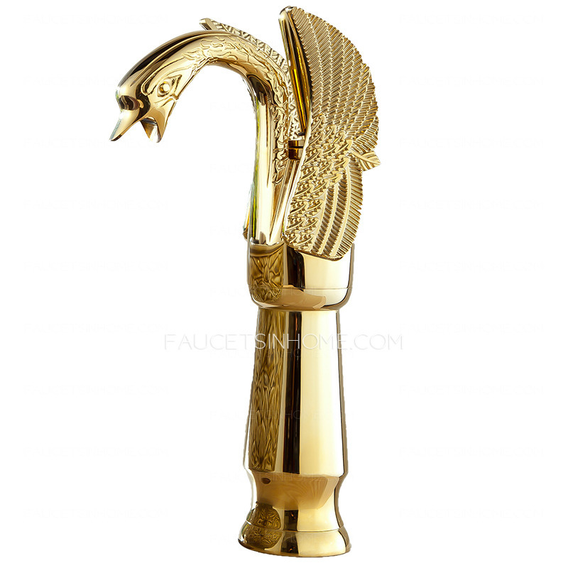 Luxury Gold Swan Design Vessel Bathroom Sink Faucet