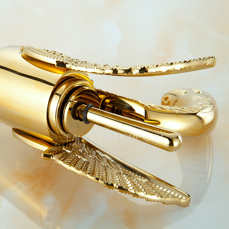 Luxury Gold Swan Design Vessel Bathroom Sink Faucet