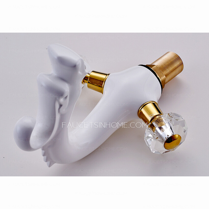 Vintage Chinese Dragon Style White Painting Bathroom Faucet