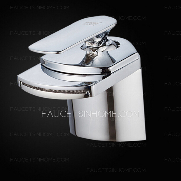 High End Waterfall Streamlined Handle Bathroom Sink Faucet