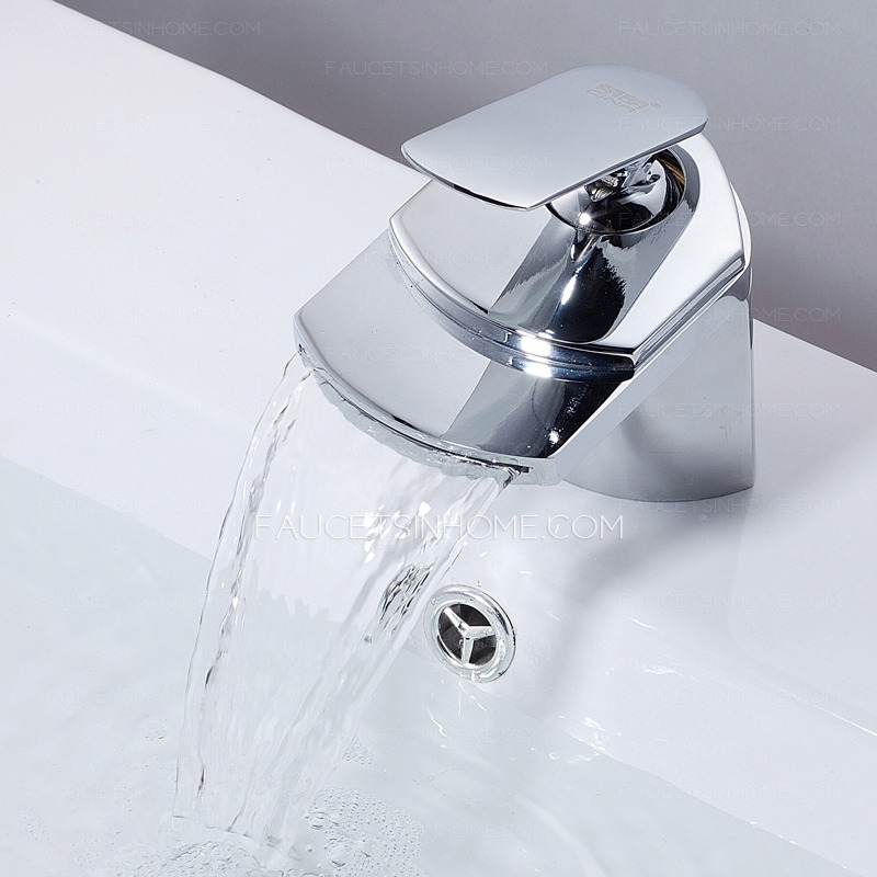 High End Waterfall Streamlined Handle Bathroom Sink Faucet