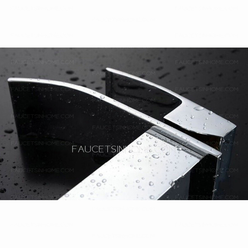 Modern Bent Square Shaped Waterfall Spout Bathroom Sink Faucet